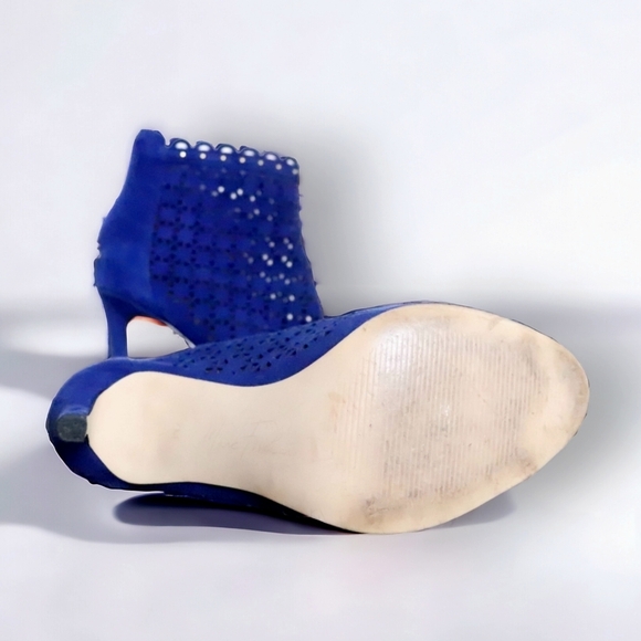 MARC FISHER WOMENS BLUE STUD LACE OPEN TOE HEELS SIZE 7M - Picture 10 of 10